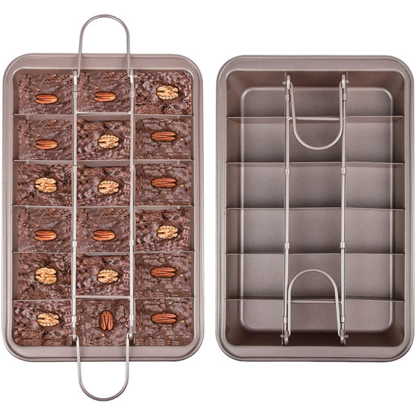wisdomfurnitureco Brownie Pan, NonStick Brownie Pans With Dividers, 18Lattice Square Brownie